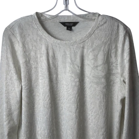 Simply Vera Vera Wang Women's Ivory Long Sleeve Shirt Size M - Picture 2 of 10